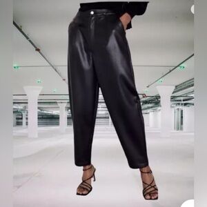NWOT Zara Oversized Faux Leather High Rise Baggy Pants Size EU 38 Fits 8-10
